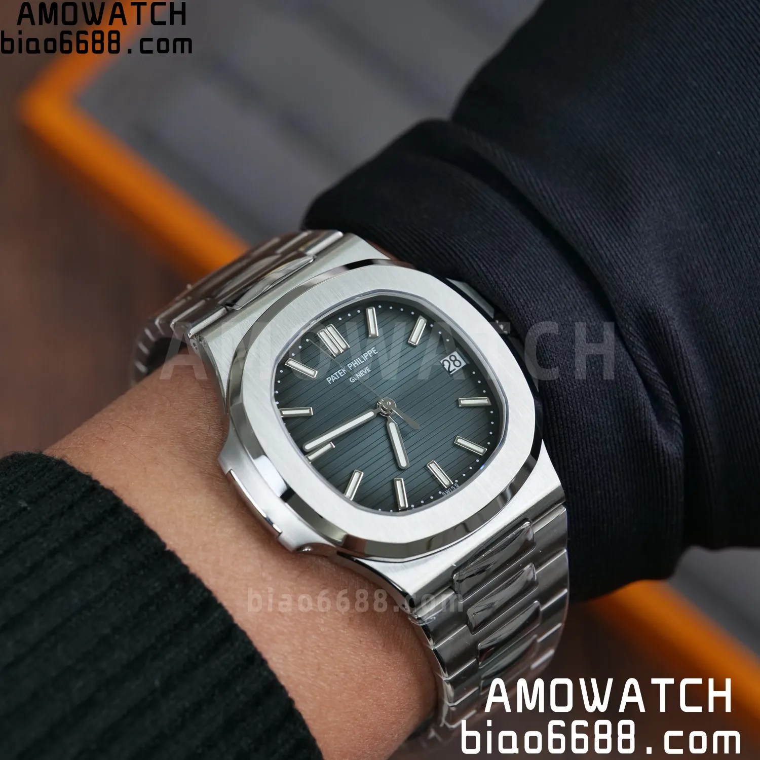 PP Nautilus 5711 DDF 1:1 Best Edition Blue Dial on SS Bracelet DD324 Super Clone V2 93 2092cfb3d86b1a6 阿默表行AmoWatch