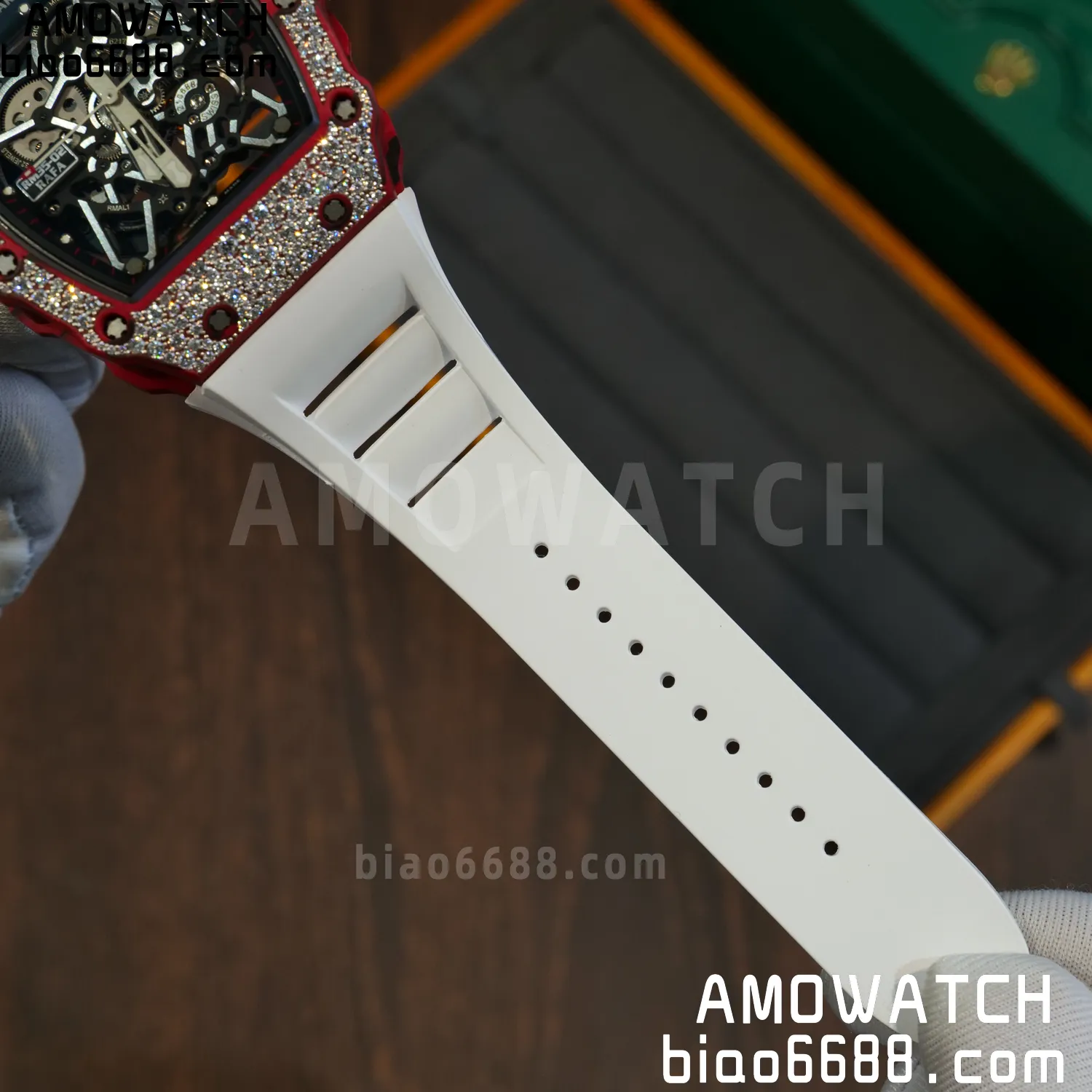 Custom Made RICHARD MILLE RM035 RM35-02 RM3502 Red NTPT Carbon on White Rubber Strap Vaucher RMUL1 74 2249a895c9661b0 AMO Watch