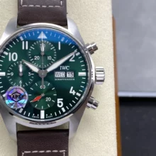 IWC Pilot Chrono IW388103 APSF 1:1 Best Edition Green Dial on Blue Leather Strap SA69385 Super Clone