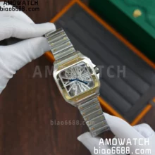 Santos de Cartier Skeleton SS/YG MLF Skeleton Dial on SS/YG SmartLink Bracelet 9611MC Super Clone