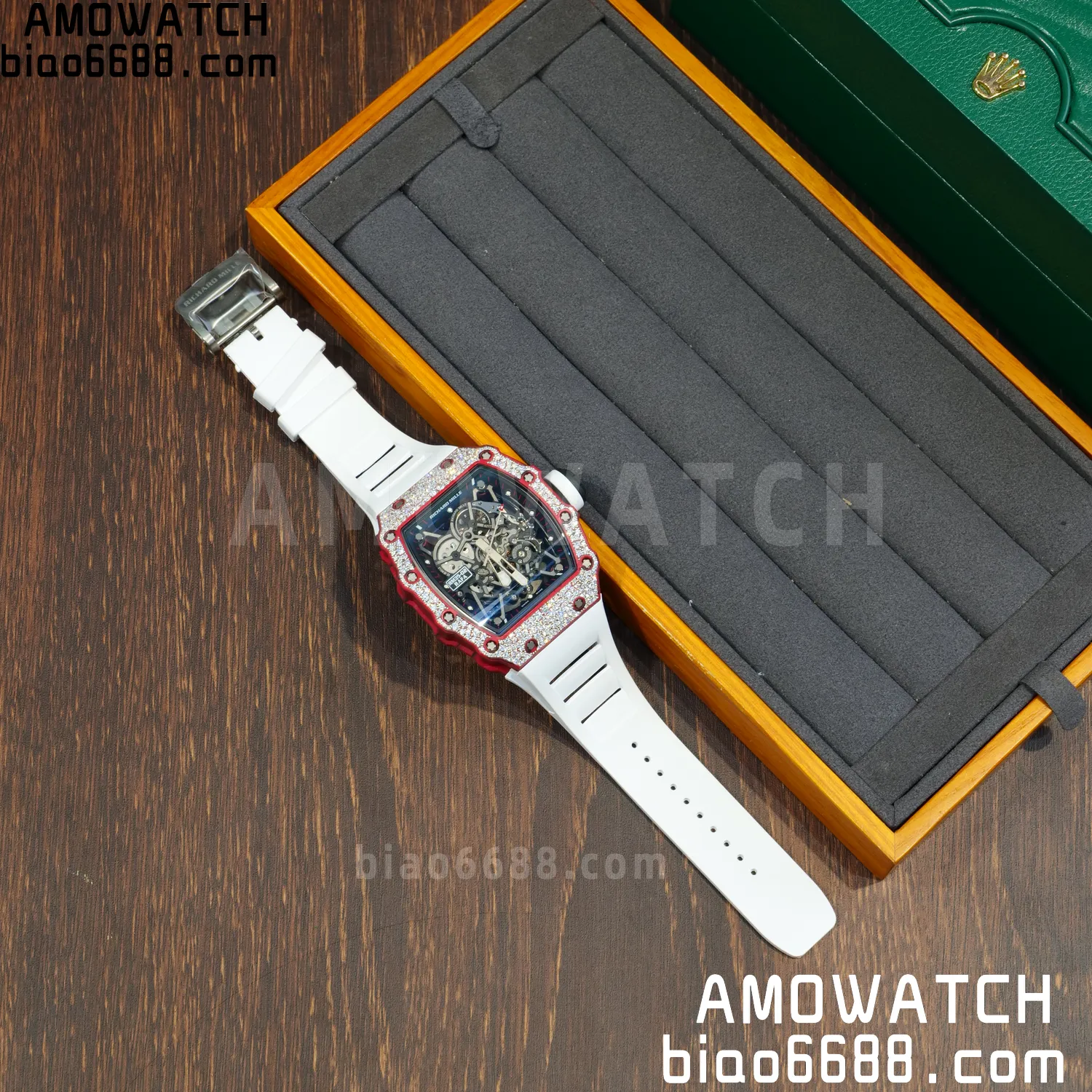 Custom Made RICHARD MILLE RM035 RM35-02 RM3502 Red NTPT Carbon on White Rubber Strap Vaucher RMUL1 67 49345337ae14d68 AMO Watch