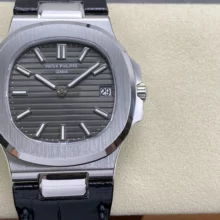 PP Nautilus 5711  DDF 1:1 Best Edition Gray Textured Dial on Black Leather Strap 324 (Weighted)