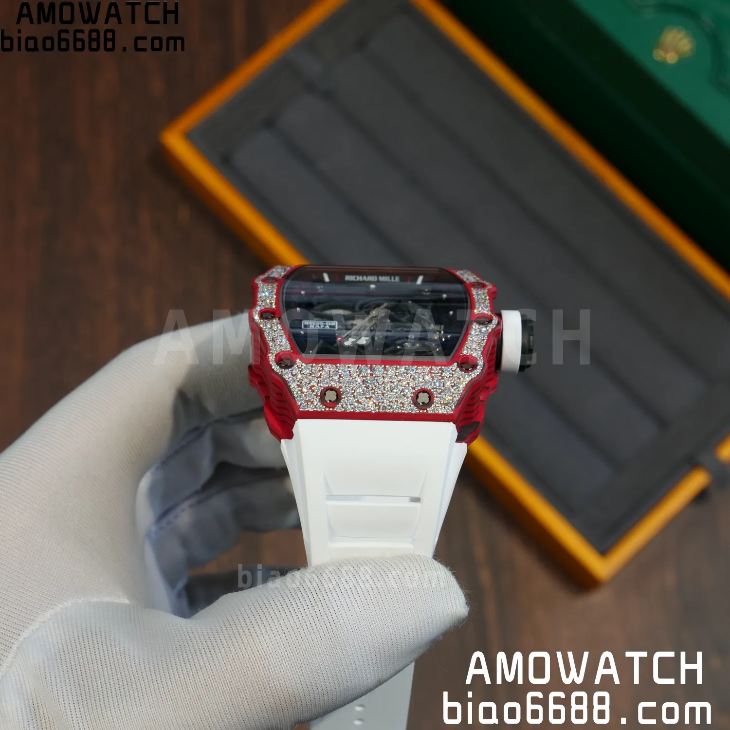 Custom Made RICHARD MILLE RM035 RM35-02 RM3502 Red NTPT Carbon on White Rubber Strap Vaucher RMUL1 98 71dd6df99e5dec9 AMO Watch
