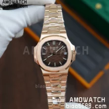 PP Nautilus 5711 RG DDF 1:1 Best Edition Brown Textured Dial on RG Bracelet DD330  (Weighted)
