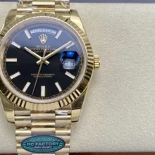 Rolex Day Date 40 YG 228238 RCF 1:1 Best Edition Black Stick Dial on President Bracelet VR3255 (211g)