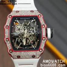 Custom Made RICHARD MILLE  RM035 RM35-02 RM3502 Red NTPT Carbon on White Rubber Strap Vaucher RMUL1