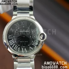 CARTIER Ballon Bleu 42mm SS AF 1:1 Best Edition Black Texture Dial on SS Bracelet A2824