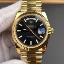 Rolex Day Date 40 YG 228238 RCF 1:1 Best Edition Black Stick Dial on President Bracelet VR3255 (211g)
