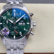IWC Pilot Chrono IW388104 APSF 1:1 Best Edition Green Dial on SS Bracelet SA69385 Super Clone