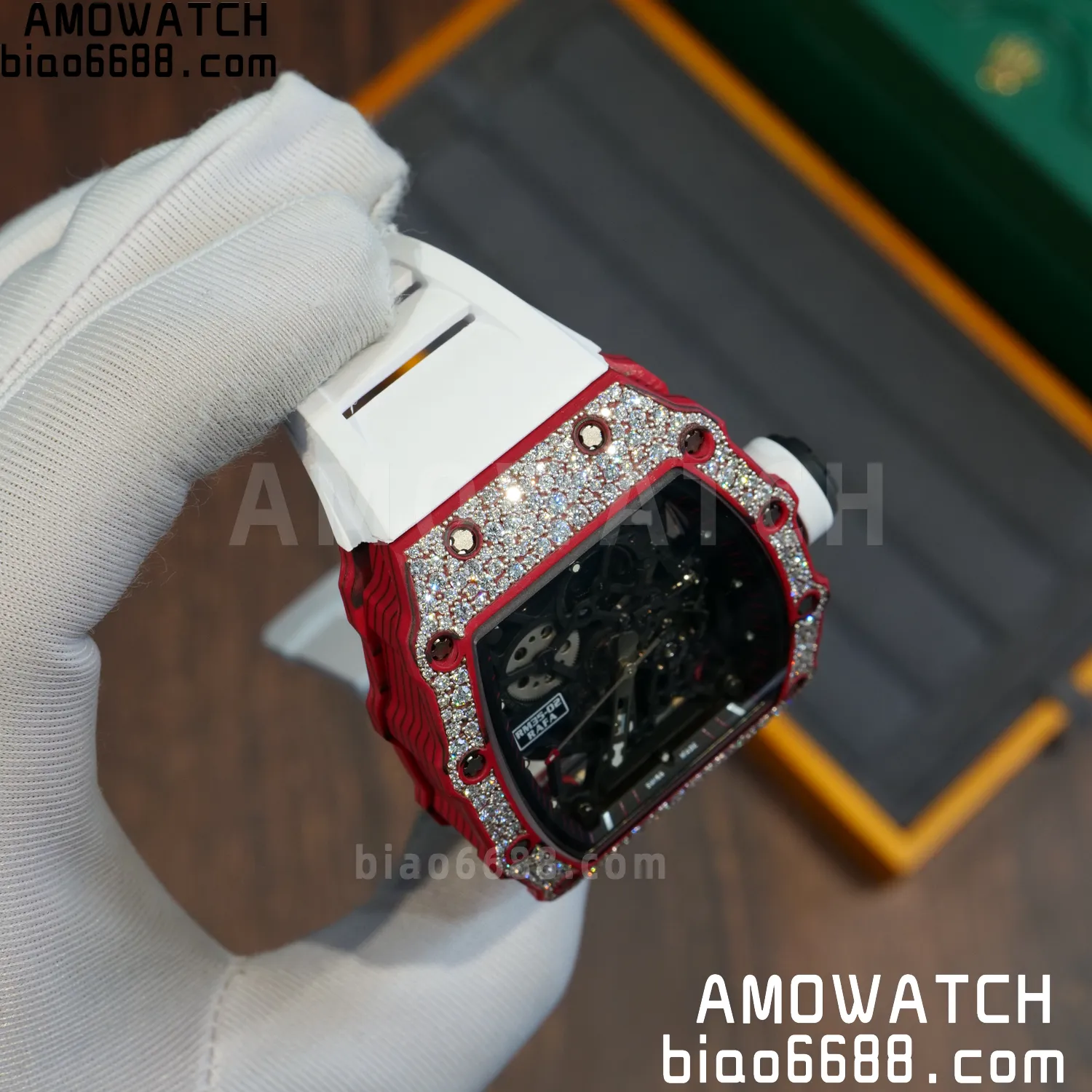 Custom Made RICHARD MILLE RM035 RM35-02 RM3502 Red NTPT Carbon on White Rubber Strap Vaucher RMUL1 99 c7b885bd2bf7de7 AMO Watch