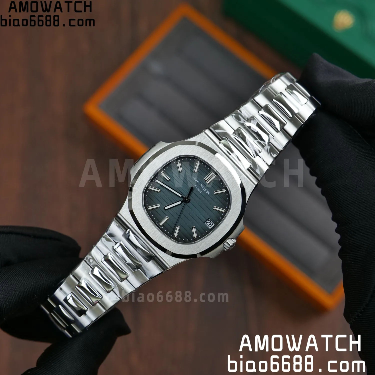 PP Nautilus 5711 DDF 1:1 Best Edition Blue Dial on SS Bracelet DD324 Super Clone V2 68 db867032fcb8560 阿默表行AmoWatch