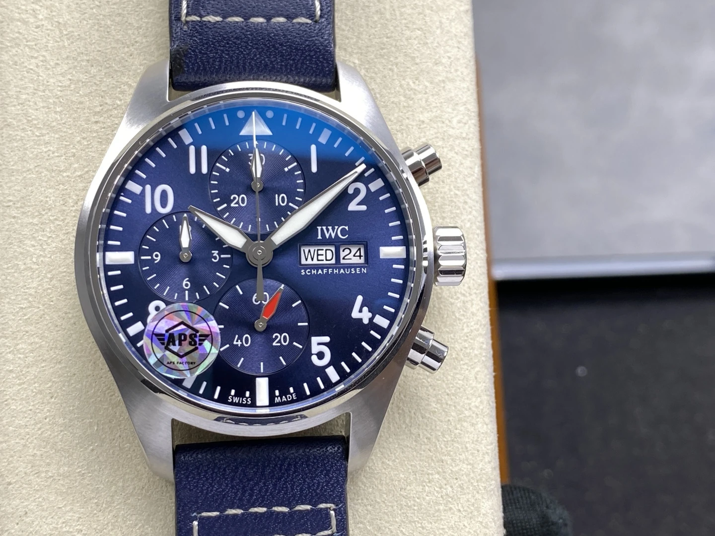 IWC Pilot Chrono IW388101 APSF 1:1 Best Edition Blue Dial on Blue Leather Strap SA69385 Super Clone 23 e52a8028cec8d0c 阿默表行AmoWatch