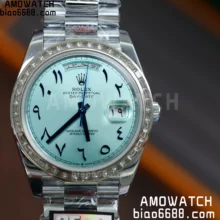 Rolex DayDate m228396tbr 40mm QF 1:1 Best Edition Ice Blue Diamond Dial Diamond V6(Tungsten Heavy Version)