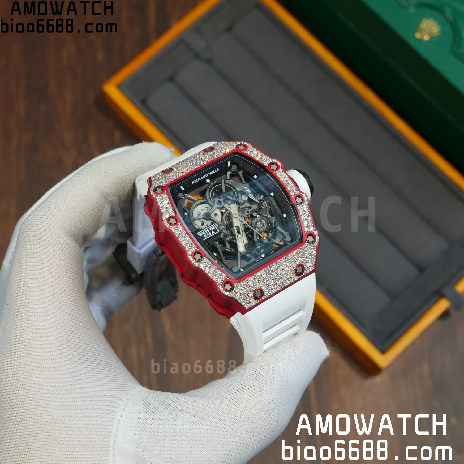 Custom Made RICHARD MILLE RM035 RM35-02 RM3502 Red NTPT Carbon on White Rubber Strap Vaucher RMUL1 97 f200b6b63ee17aa AMO Watch