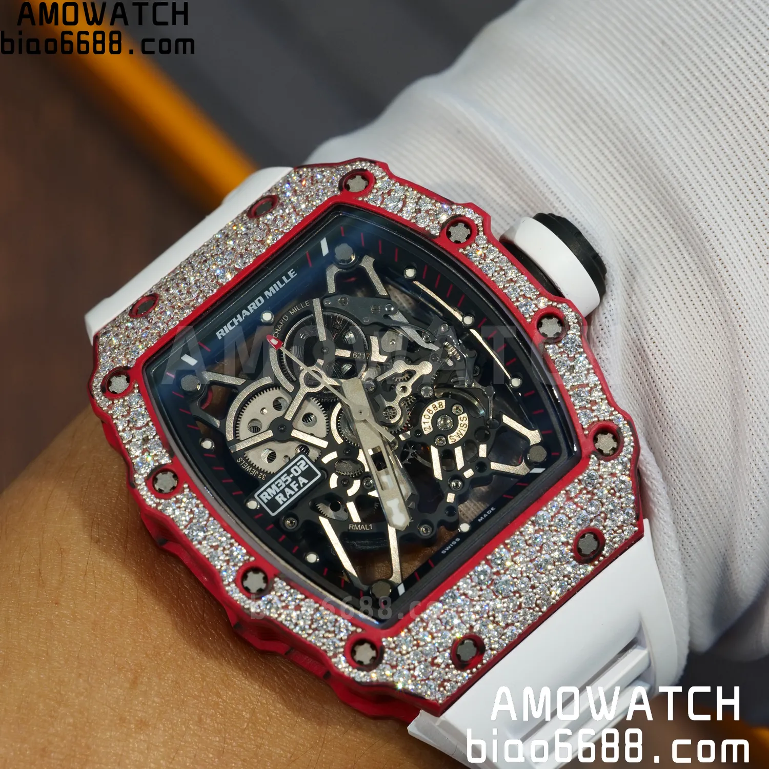 Custom Made RICHARD MILLE RM035 RM35-02 RM3502 Red NTPT Carbon on White Rubber Strap Vaucher RMUL1 94 f8b0be3f81cb0da AMO Watch