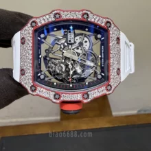 Custom Made RICHARD MILLE  RM035 RM35-02 RM3502 Red NTPT Carbon on White Rubber Strap Vaucher RMUL1