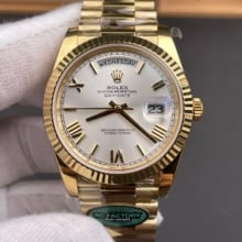 Rolex Day Date 40 YG 228238 RCF 1:1 Best Edition Silver Stick Dial on President Bracelet VR3255 (211g)