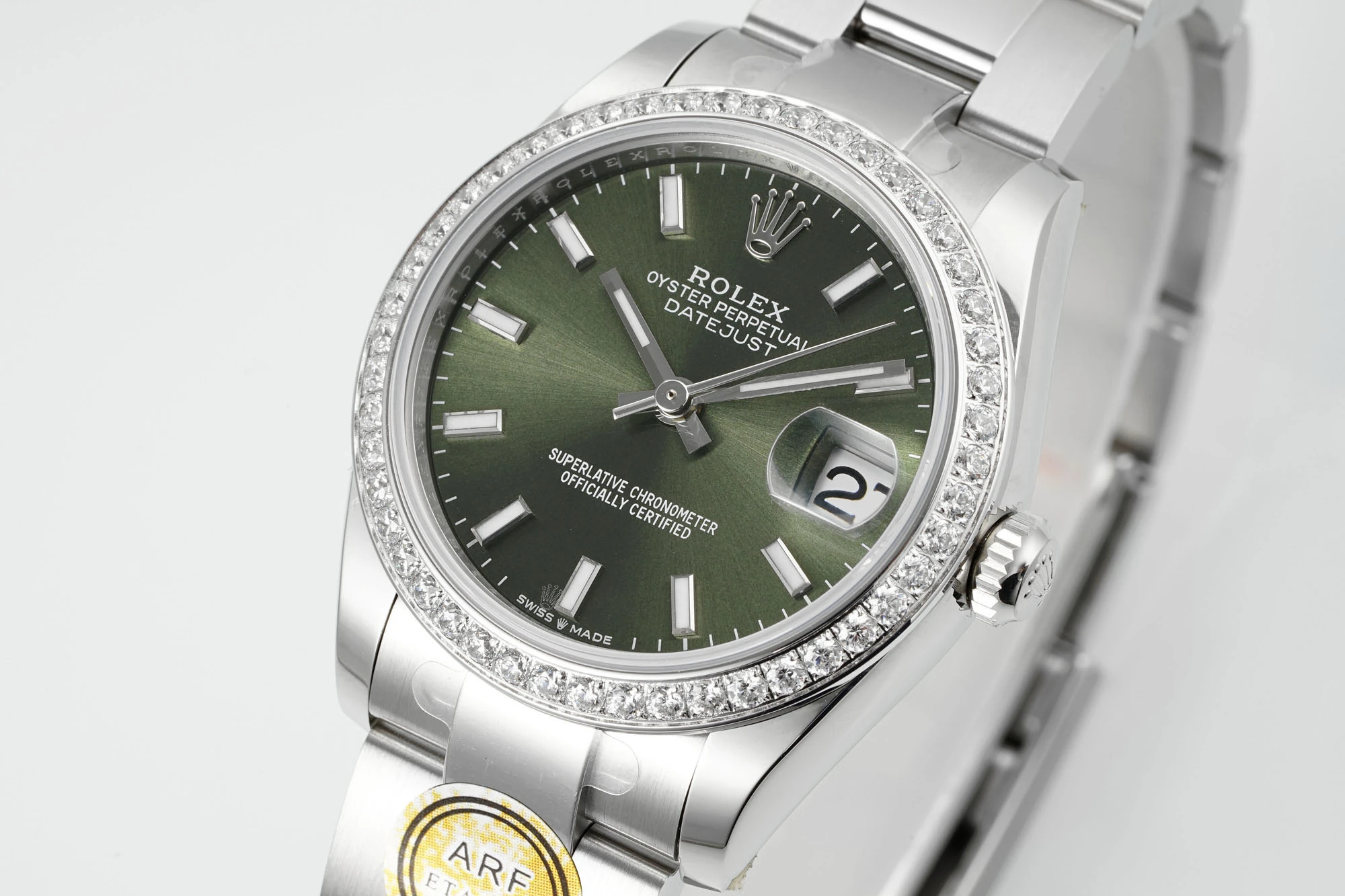 Rolex DateJust 31 278384 ARF 1:1 Best Edition 904L Steel Green Dial Diamond bezel on SS Oyster Bracelet 23 0593b6fad7feb10 AMO Watch