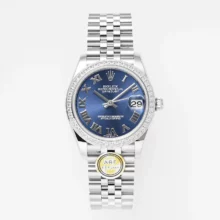 Rolex DateJust 31 278384 ARF 1:1 Best Edition 904L Steel Blue Roman Dial Diamond bezel on SS Jubilee Bracelet