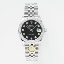Rolex DateJust 31 278384 ARF 1:1 Best Edition 904L Steel Black Diamond Dial Diamond bezel on SS Jubilee Bracelet