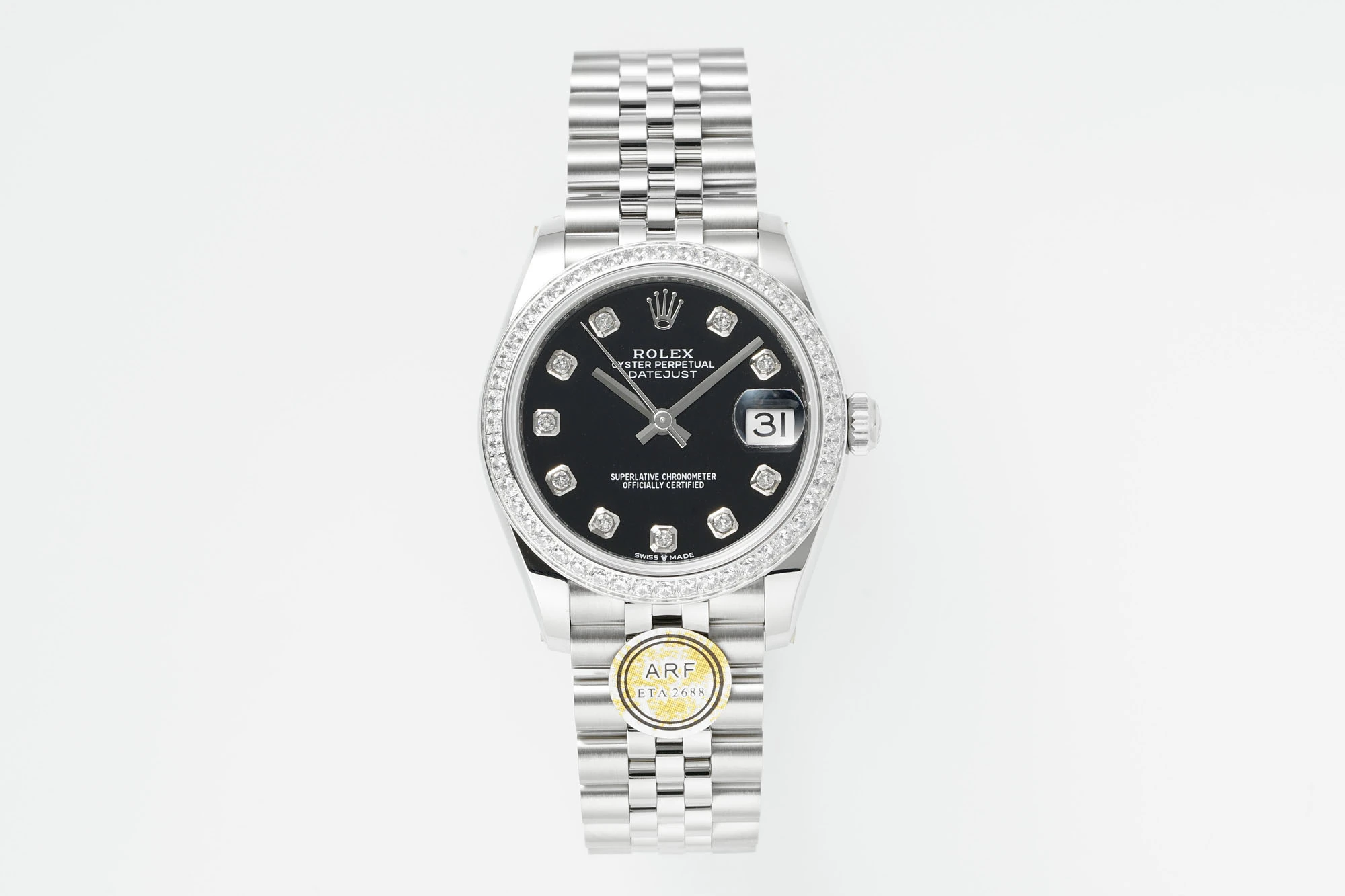 Rolex DateJust 31 278384 ARF 1:1 Best Edition 904L Steel Black Diamond Dial Diamond bezel on SS Jubilee Bracelet 19 0adabb03f8ea9e5 AMO Watch