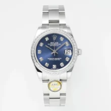 Rolex DateJust 31 278384 ARF 1:1 Best Edition 904L Steel Blue Diamond Dial Diamond bezel on SS Oyster Bracelet