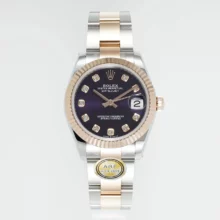 Rolex DateJust 31 278271 ARF 1:1 Best Edition 904L Steel Purple Diamonds Dial on SS/RG Oyster Bracelet