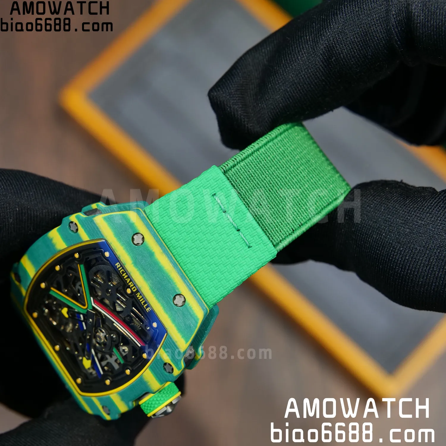 RICHARD MILLE RM67-02 Green NTPT AVF Best Edition Wayde van Niekerk on Green Nylon strap CRMA7 Clone 76 0c197aba11343e1 AMO Watch