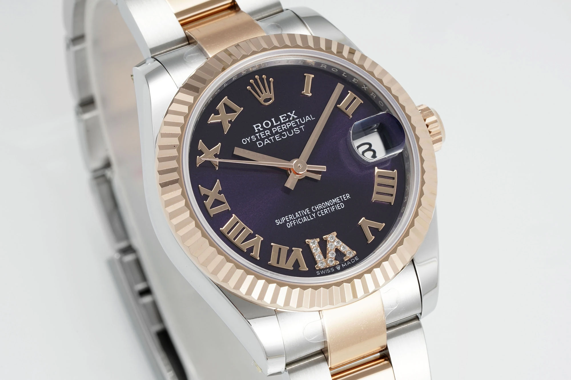 Rolex DateJust 31 278271 ARF 1:1 Best Edition 904L Steel Purple Roman Diamonds Dial on SS/RG Oyster Bracelet 22 0de26e1085bf75a AMO Watch