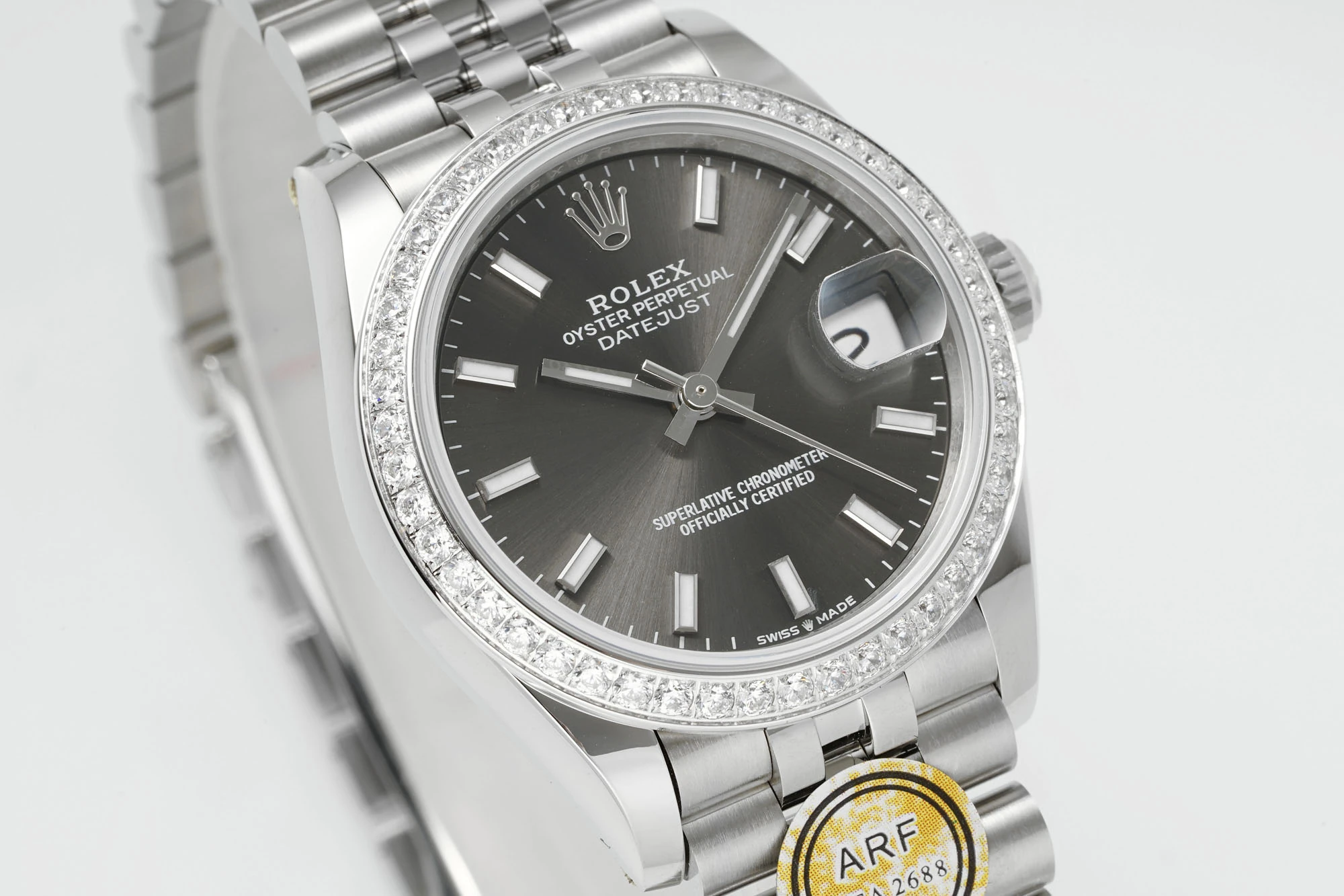 Rolex DateJust 31 278384 ARF 1:1 Best Edition 904L Steel Grey Dial Diamond bezel on SS Jubilee Bracelet 22 11e4429bbae0018 AMO Watch