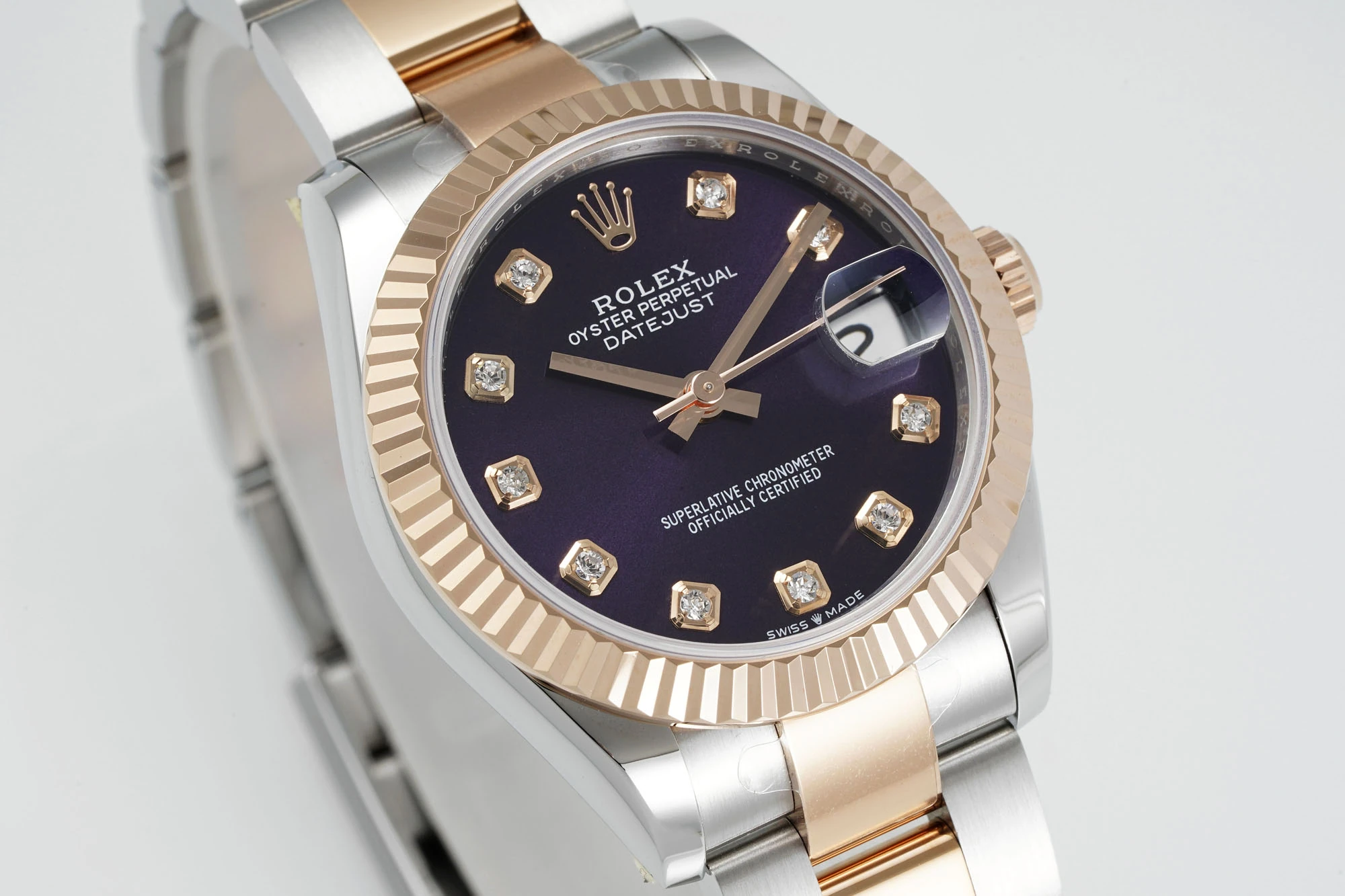 Rolex DateJust 31 278271 ARF 1:1 Best Edition 904L Steel Purple Diamonds Dial on SS/RG Oyster Bracelet 22 13461303c6ff6fe AMO Watch