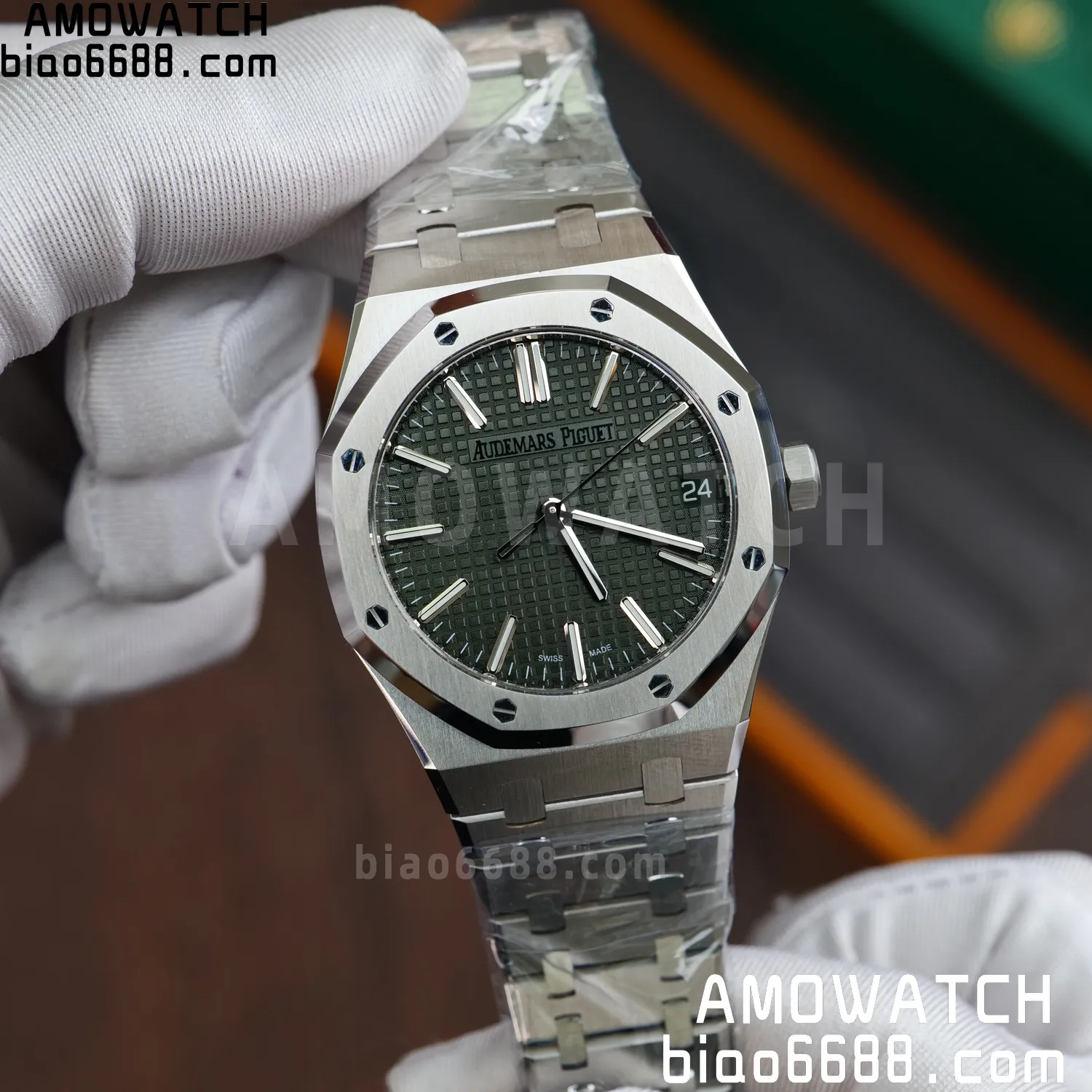 Custom Made AP AP Royal Oak 15510 SS TOP Factory (SW Factory Green Dial、 DEEP Crystal) 63 161929586445147 AMO Watch