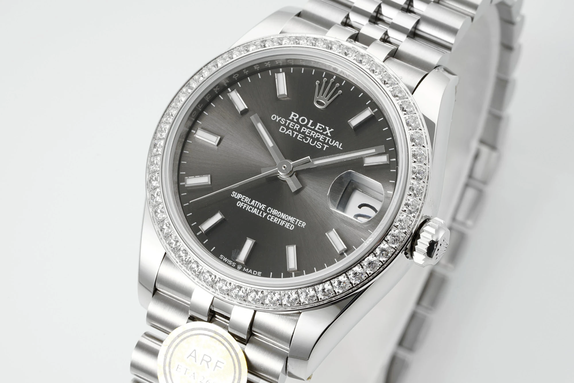 Rolex DateJust 31 278384 ARF 1:1 Best Edition 904L Steel Grey Dial Diamond bezel on SS Jubilee Bracelet 23 16b4a83a0931ac0 AMO Watch