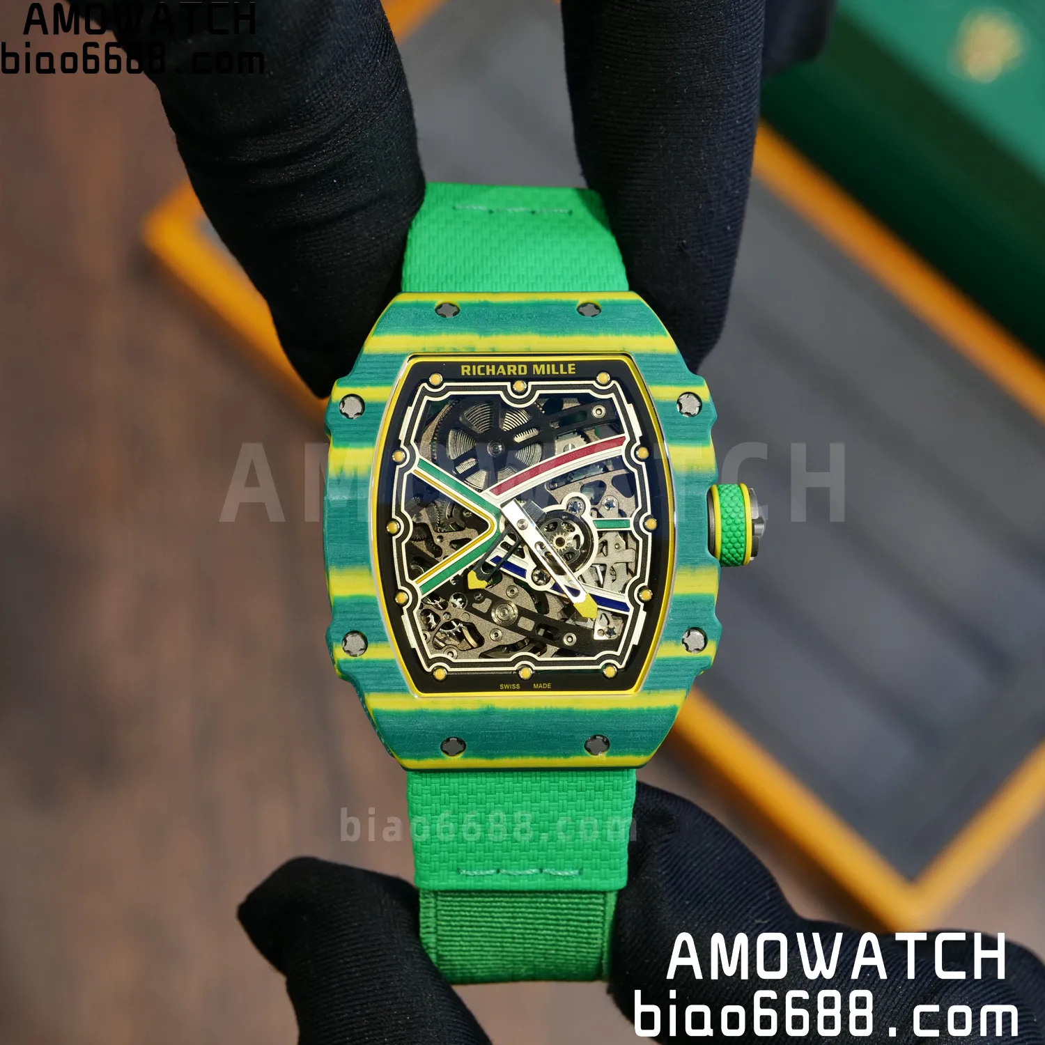 RICHARD MILLE RM67-02 Green NTPT AVF Best Edition Wayde van Niekerk on Green Nylon strap CRMA7 Clone 78 1dcc1fc6285247d AMO Watch