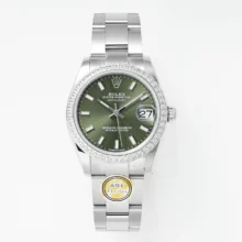 Rolex DateJust 31 278384 ARF 1:1 Best Edition 904L Steel Green Dial Diamond bezel on SS Oyster Bracelet