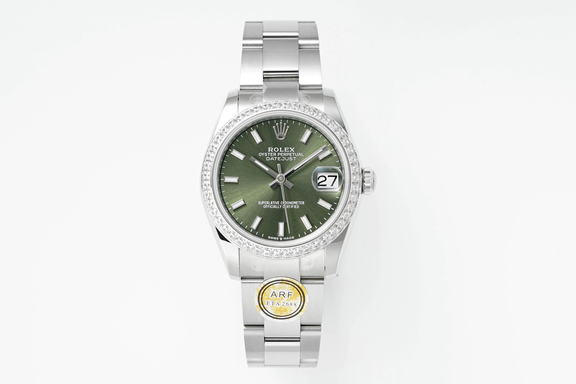 Rolex DateJust 31 278384 ARF 1:1 Best Edition 904L Steel Green Dial Diamond bezel on SS Oyster Bracelet 19 1e0c07da825d572 AMO Watch