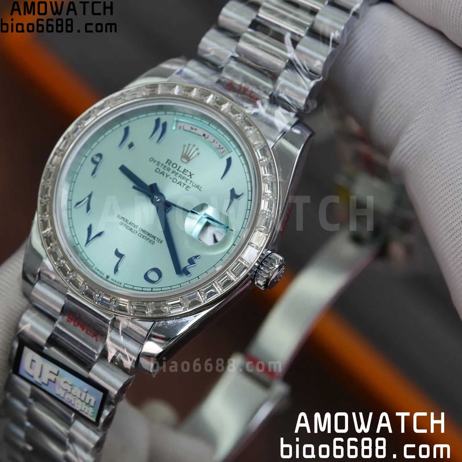 Custom Made Rolex DayDate 228236 40mm Best Edition Moissanite Bezel Deep Crystal 183g 65 1e3de08d643211f AMO Watch