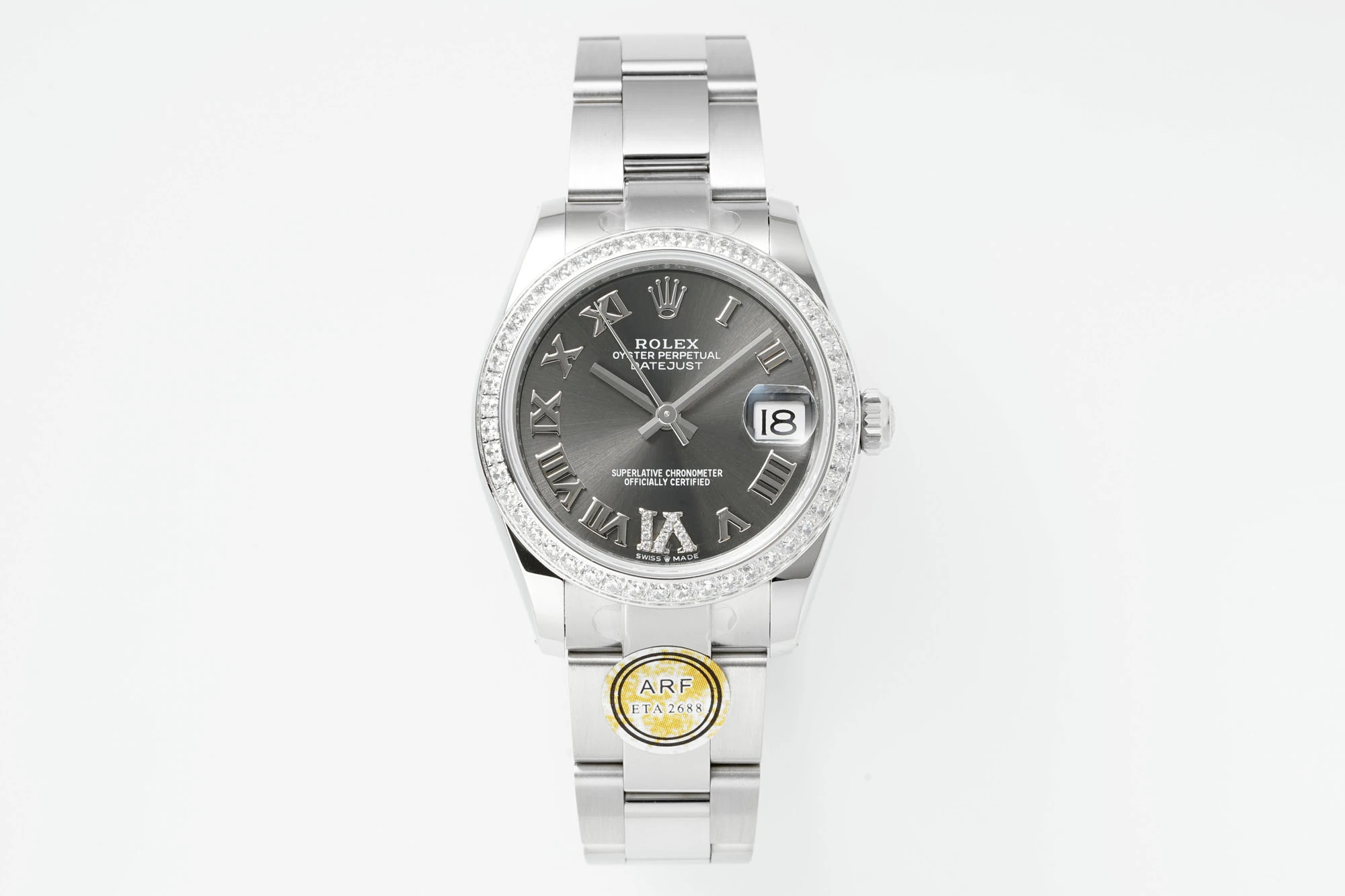 Rolex DateJust 31 278384 ARF 1:1 Best Edition 904L Steel Grey Roman Dial Diamond bezel on SS Oyster Bracelet 19 233abf488fd2569 AMO Watch