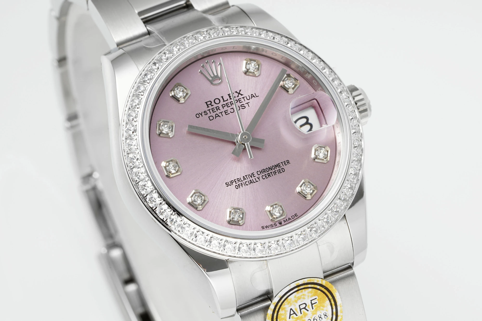 Rolex DateJust 31 278384 ARF 1:1 Best Edition 904L Steel Pink Diamond Dial Diamond bezel on SS Oyster Bracelet 22 2ad9a8892f30132 AMO Watch