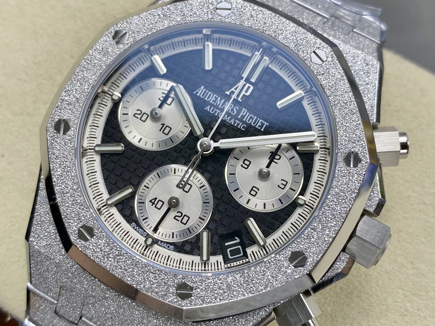 Royal Oak Chrono 26240 Frosted SS DDF 1:1 Best Edition Black/White Dial on SS Bracelet DD4401 Super Clone 34 2cd981de89b4d55 AMO Watch