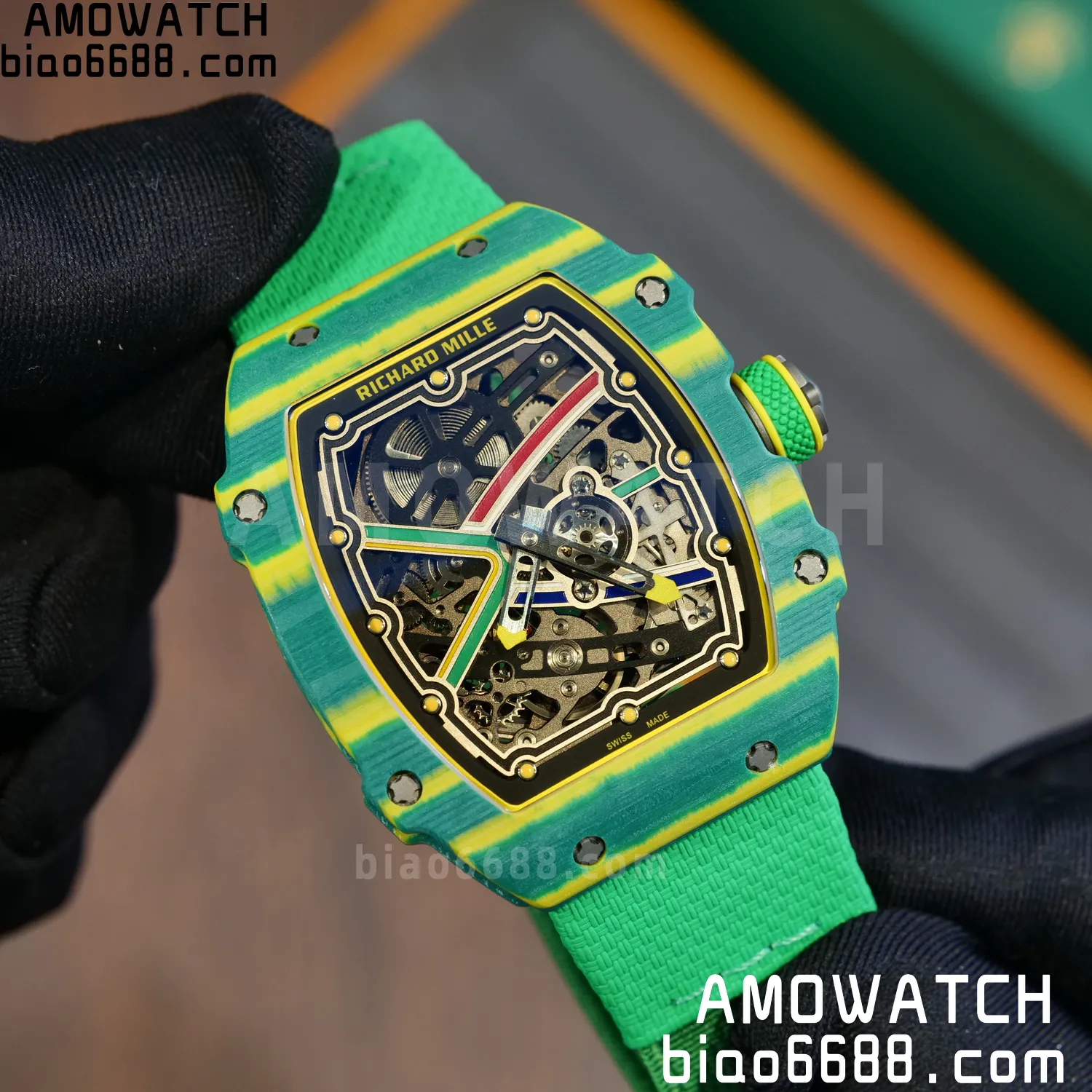 RICHARD MILLE RM67-02 Green NTPT AVF Best Edition Wayde van Niekerk on Green Nylon strap CRMA7 Clone 73 33f0d97e46f6ad8 AMO Watch