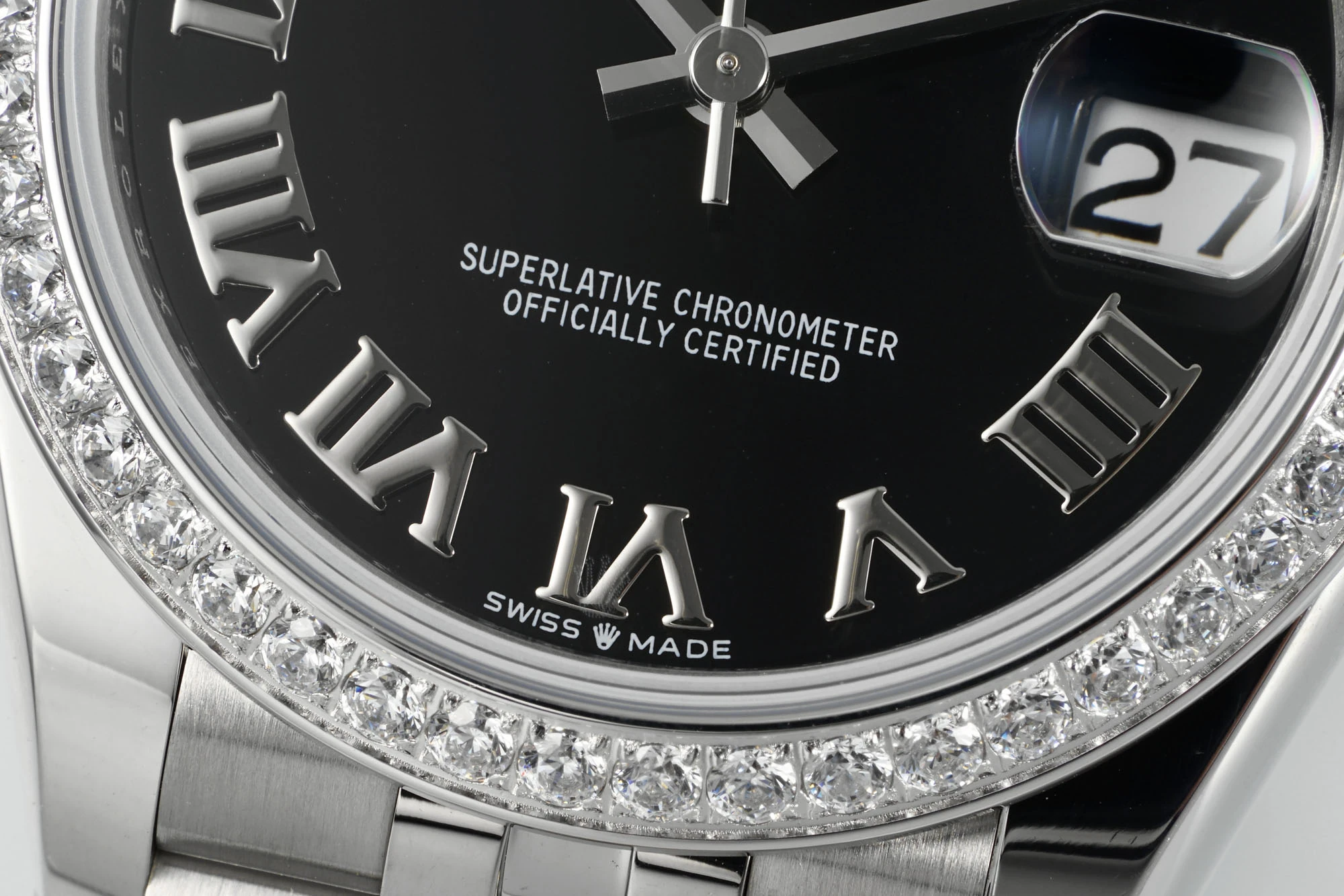 Rolex DateJust 31 278384 ARF 1:1 Best Edition 904L Steel Black Roman Dial Diamond bezel on SS Jubilee Bracelet 20 360501a848d5320 AMO Watch