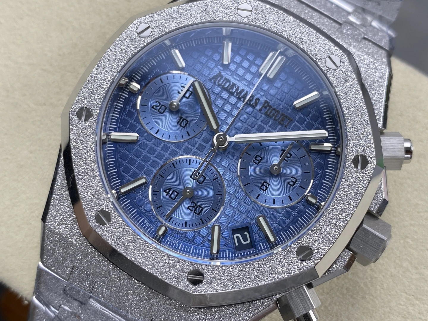 Royal Oak Chrono 26240 Frosted SS DDF 1:1 Best Edition Ice Blue Dial on SS Bracelet DD4401 Super Clone 31 38269037c2ed200 AMO Watch