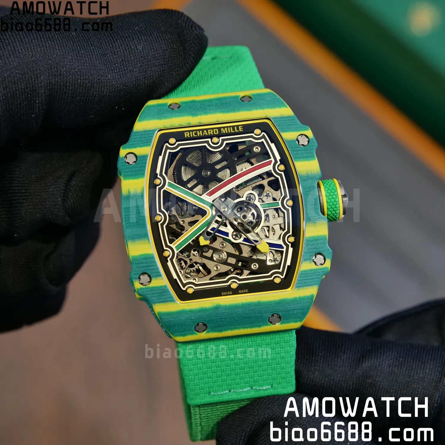 RICHARD MILLE RM67-02 Green NTPT AVF Best Edition Wayde van Niekerk on Green Nylon strap CRMA7 Clone 74 393eba1d56bd718 AMO Watch