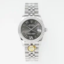 Rolex DateJust 31 278384 ARF 1:1 Best Edition 904L Steel Grey Roman Dial Diamond bezel on SS Jubilee Bracelet