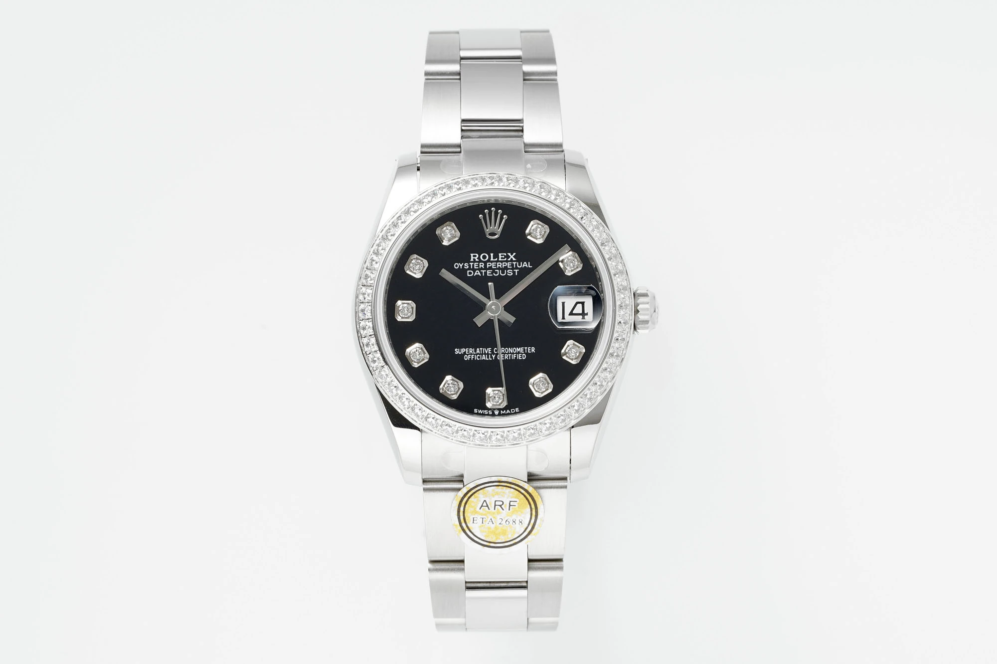 Rolex DateJust 31 278384 ARF 1:1 Best Edition 904L Steel Black Diamond Dial Diamond bezel on SS Oyster Bracelet 19 42f763372d7bb75 AMO Watch