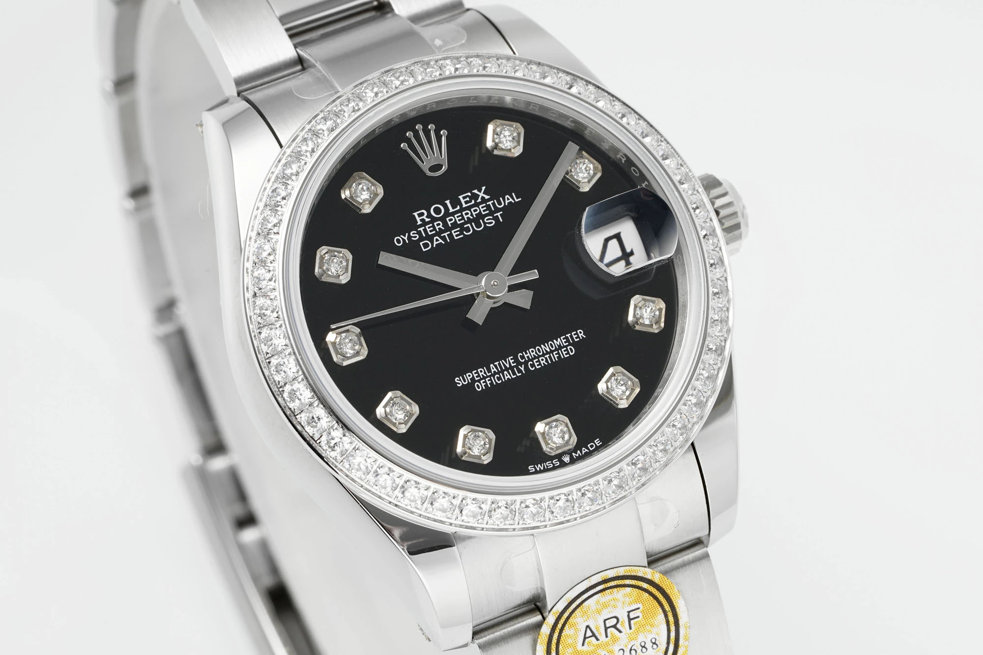 Rolex DateJust 31 278384 ARF 1:1 Best Edition 904L Steel Black Diamond Dial Diamond bezel on SS Oyster Bracelet 22 43941201274c134 AMO Watch