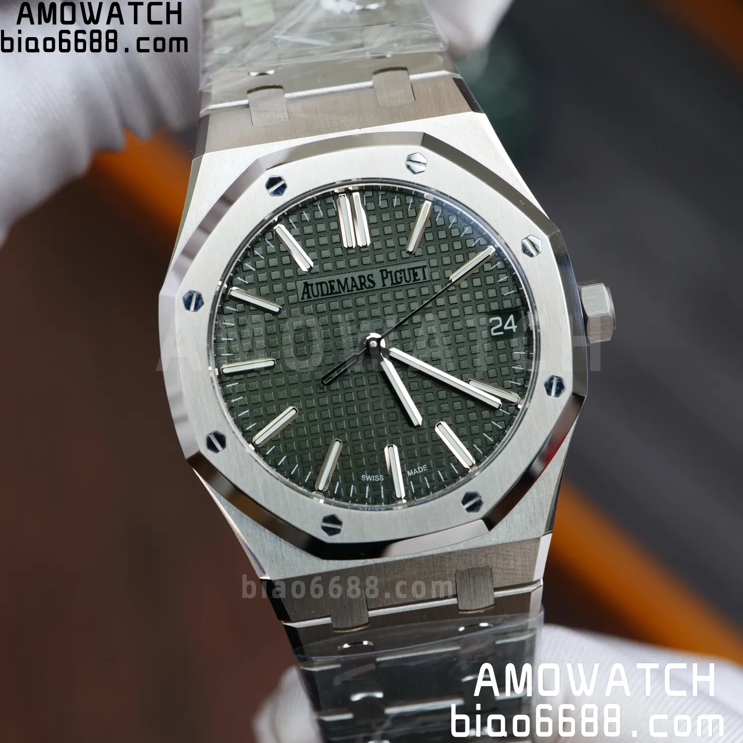 Custom Made AP AP Royal Oak 15510 SS TOP Factory (SW Factory Green Dial、 DEEP Crystal) 77 47470b88851bc7b AMO Watch