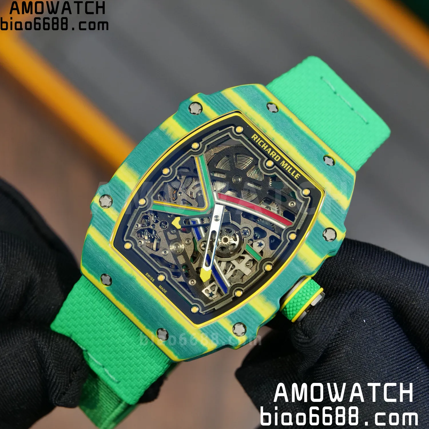 RICHARD MILLE RM67-02 Green NTPT AVF Best Edition Wayde van Niekerk on Green Nylon strap CRMA7 Clone 85 4d19dff57d1c8de AMO Watch