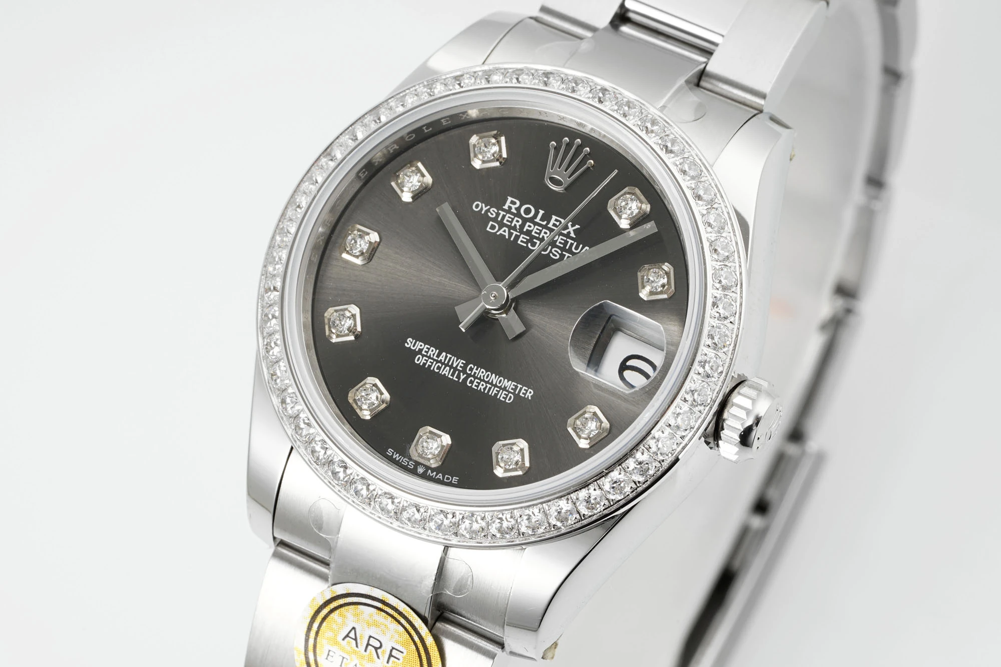 Rolex DateJust 31 278384 ARF 1:1 Best Edition 904L Steel Grey Diamond Dial Diamond bezel on SS Oyster Bracelet 23 53489508fa9c2d4 AMO Watch